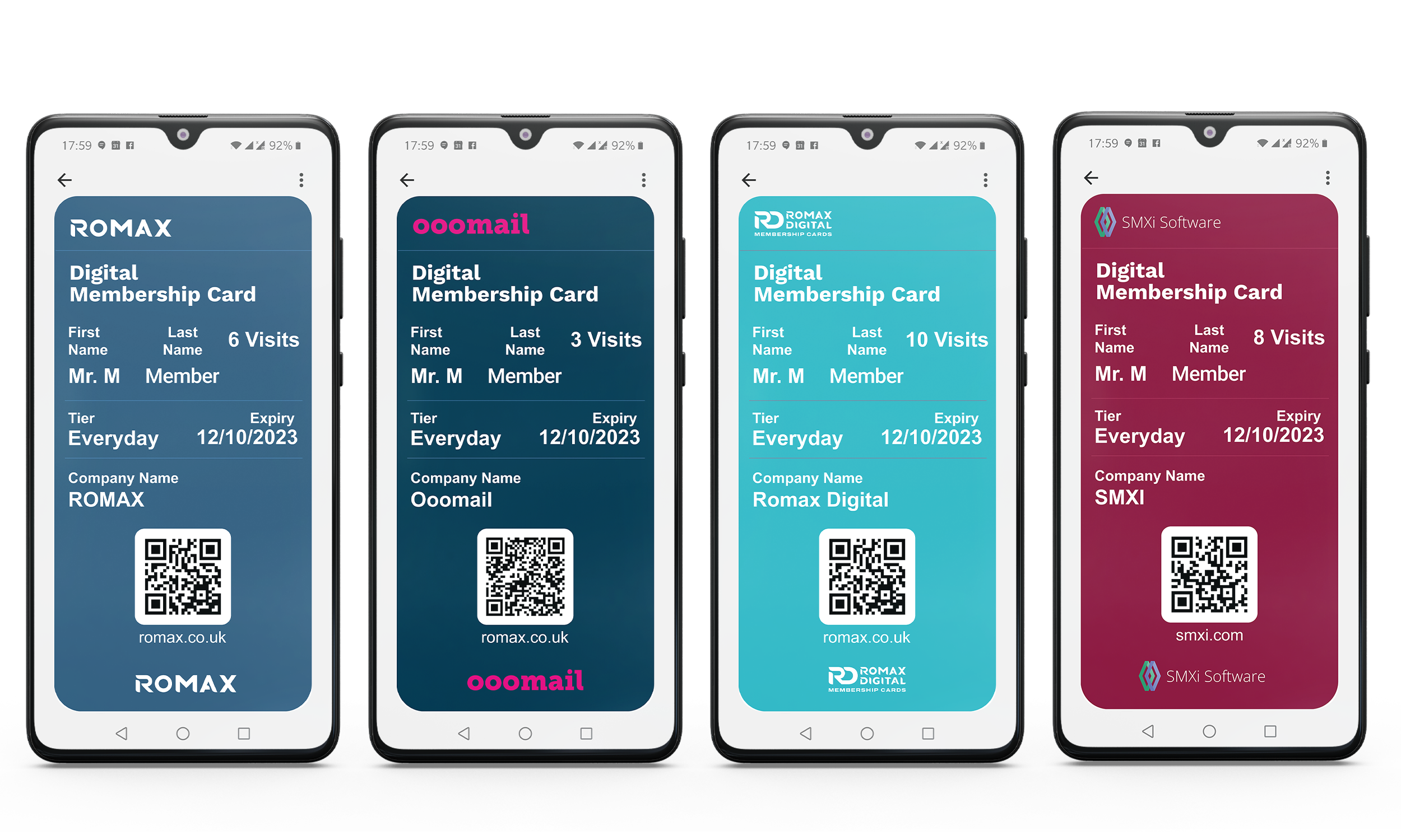 Digital cards for smart phones