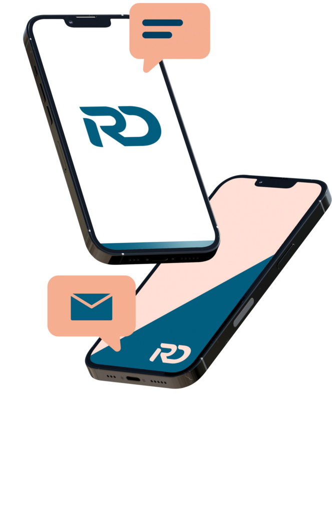 illustration of two phones communicating via SMS